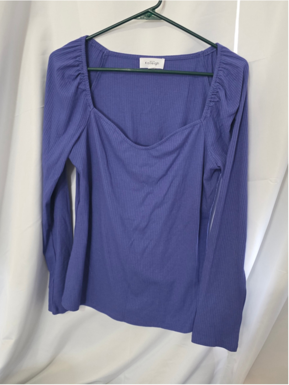 Women's Kaileigh Long Sleeve Ribbed Tee Purple XL fall trendy preppy y2k 90's